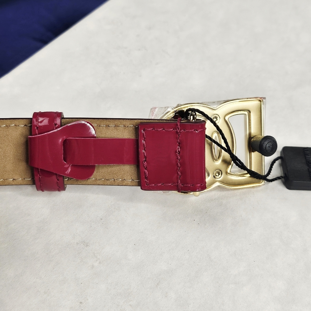 ❤️VALENTINE SPECIAL❤️ NWT.DOLCE&GABBANA 1" Patent Leather Logo Belt In Dark Pink - Picture 11 of 14